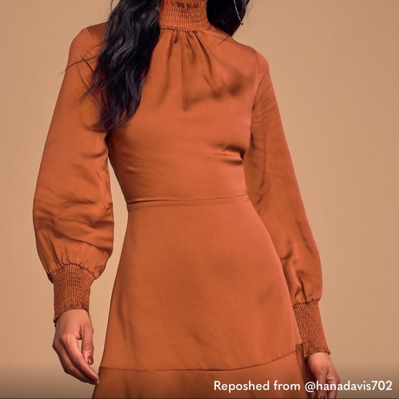 Lulu’s burnt orange smock dress M - Picture 3 of 9